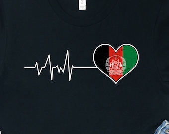 Afghanistan Flag Heartbeat Shirt: Afghan Pride Gift