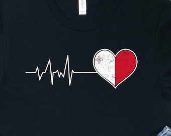 Malta Flag Heartbeat Shirt: Maltese Pride Tee, Hoodie, Tank Top