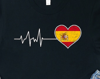 Spain Flag Heartbeat Shirt: Spanish Pride Tee