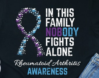 Rheumatoid Arthritis Awareness Shirt Support Gift Warrior Ribbon Chronic Illness Strength Tee