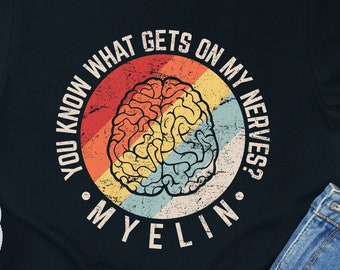 Myelin Neuroscience Shirt: Retro Brain Tee, Neuro Gift