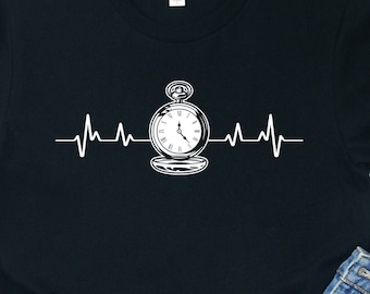 Heartbeat Pocket Watch Shirt: Horology Gift for Watchmakers