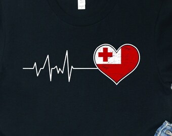 Tonga Flag Heartbeat Shirt: Tongan Pride Tee