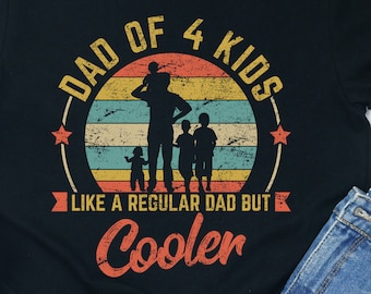 Camiseta "Pai de Quatro Filhos" - Pai, Pai, Família, Orgulho, Lar, Presente, Papai