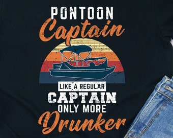 Maglietta da capitano di pontone, festa in barca sul lago, maglietta da skipper nautico, regalo per la nautica, maglietta estiva