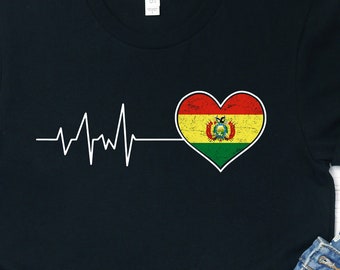 Bolivia Flag Heartbeat Shirt: Bolivian Pride Souvenir