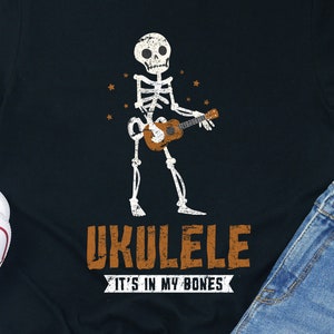 Ukulele Skeleton Graphic Tee: Funny Music Lover Gift