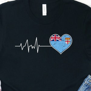 Fiji Flag Heartbeat Shirt: Fijian Pride Tee