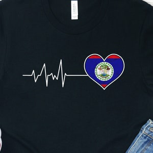 Belize Heartbeat Flag Shirt: Belizean Pride Souvenir Tee