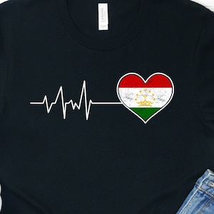 Tajikistan Flag Heartbeat Shirt: Tajik Pride Gift