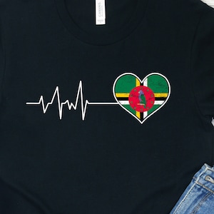 Dominica Flag Heartbeat Shirt: Dominica Gift Tee
