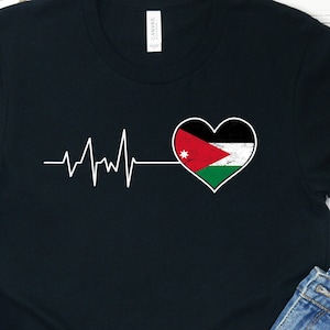Jordanien Flagge Herzschlag Shirt: Stolzes jordanisches Geschenk