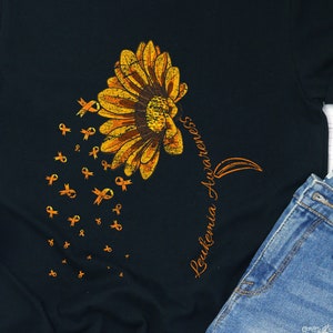 Leukemia Awareness T-Shirt: Orange Ribbon Sunflower Support Tee