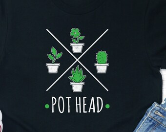 Topf Kopf Gärtner Shirt Lustiges Pflanzenliebhaber Garten T-Shirt Botanisches Geschenk Kraut Boden Tshirt