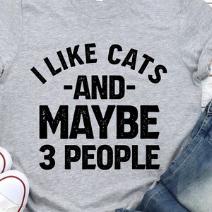 Funny Cat Mom T-Shirt: I Like Cats and Maybe 3 People