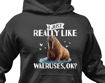 Niedlicher Walross Hoodie / Lustige Walross Geschenkidee für Sie & Ihn / Walross Liebhaber Sweatshirt / Ozean Tiere Pullover / Meerestiere Geschenke / Bekleidung