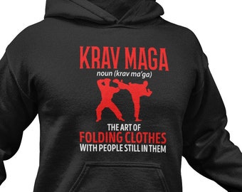 Sweat à Capuche « Krav Maga Instructor » – Pour Entraînement, Salle De Sport, Cadeau Fans D’arts Martiaux – Coupe Classique, 241g