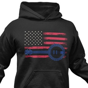 USA Flag Banjo Hoodie: Country Music Sweatshirt