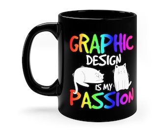 Funny Graphic Designer Mug: Cat Lover Coffee Cup
