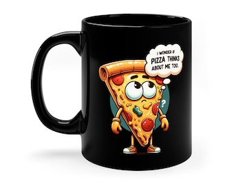 Funny Pizza Mug, Cartoon Pizza Slice