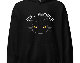 Funny Anti-Social Cat Hoodie: Introvert Cozy Pullover