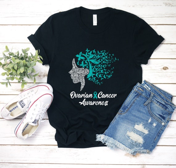 Womens Ovarian Cancer Warrior, Teal Ribbon Ovarian Cancer Shirt Womens Ovarian Cancer Warrior, Teal Ribbon Ovarian Cancer Shirt