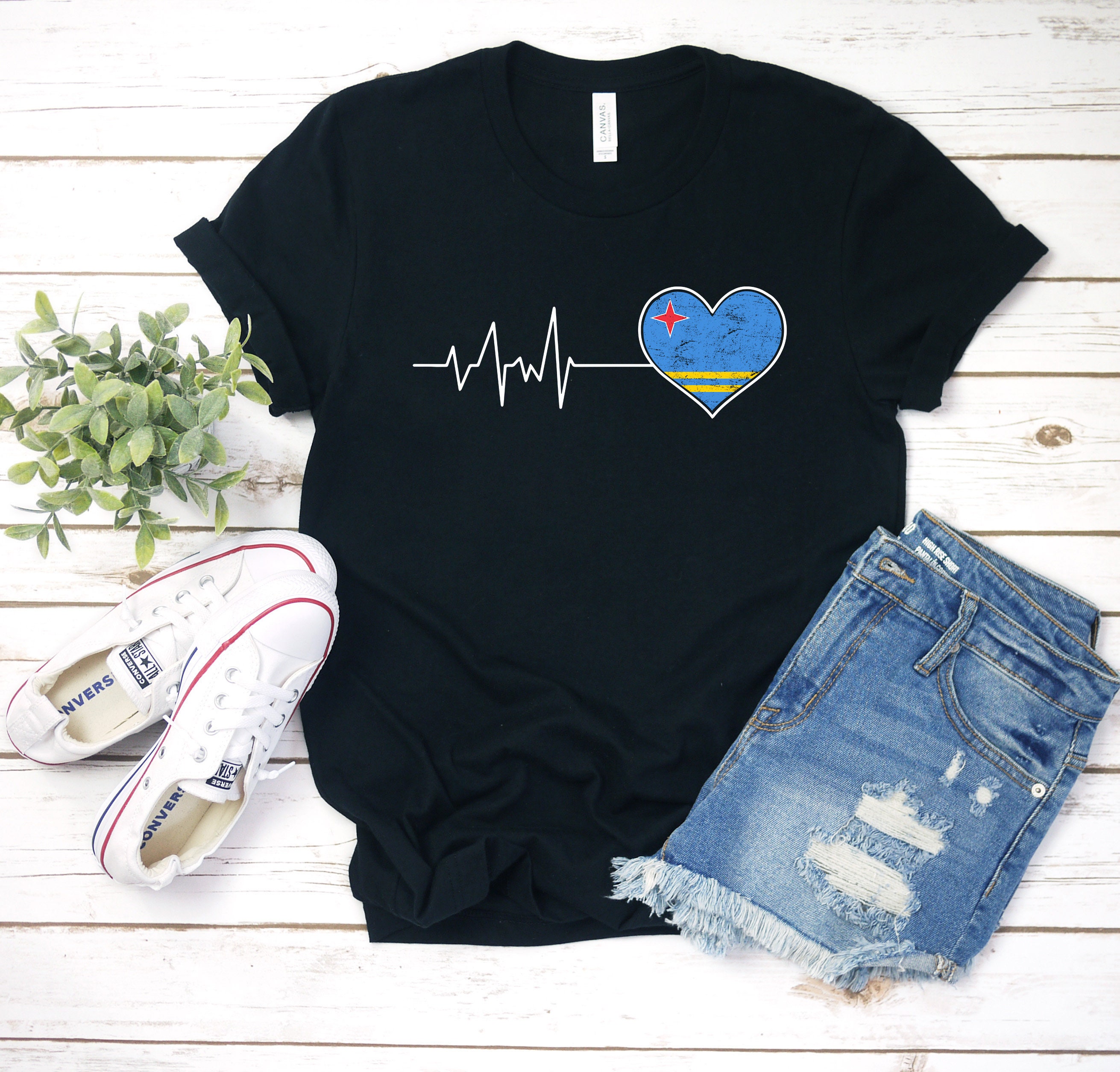 Aruba Flag Heartbeat Shirt: Aruban Pride Tee, Hoodie, Tank Top