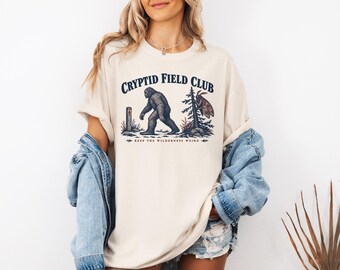 Cryptid Shirt, Field Club Tee, Bigfoot Sasquatch Mothman, Wilderness Hiking Gift