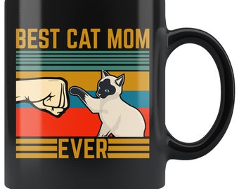 Cat Mom Coffee Mug Funny Feline Lover Gift Animal Cup Ceramic Kitchen Decor Present
