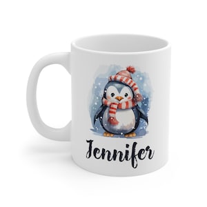 Personalized Penguin Mug / Custom Penguin Gift For Women / Cute Penguin Lover Coffee Cup / Penguin Birthday Present / Penguin Gifts / Mugs