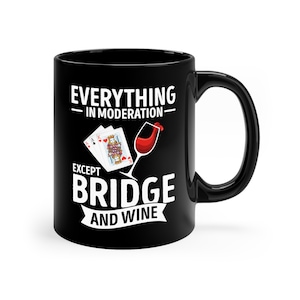 Caneca engraçada de jogador de bridge / caneca de café de jogo de cartas de bridge / presente de amante de bridge para ele e ela / presente de torneio de bridge / copo de fã de bridge / canecas