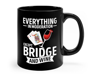 Funny Bridge Player Coffee Mug: Bridge and Wine Design