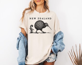 New Zealand Shirt, Kiwi Bird Tee, Vintage New Zealand Gift, NZ Travel Souvenir, Aotearoa