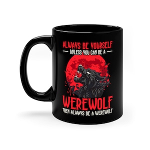 Caneca de café de lobisomem / Presentes engraçados para amantes de lobisomens para ele e ela / Copo de Halloween de lobisomem / Presente de aniversário de fã de lobisomem / Canecas de lobisomem