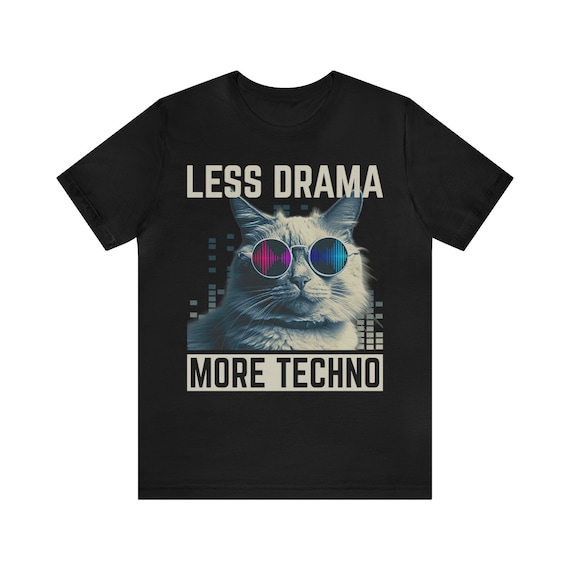 Funny Techno Cat T-Shirt: EDM Music Lover Gift - Main Image