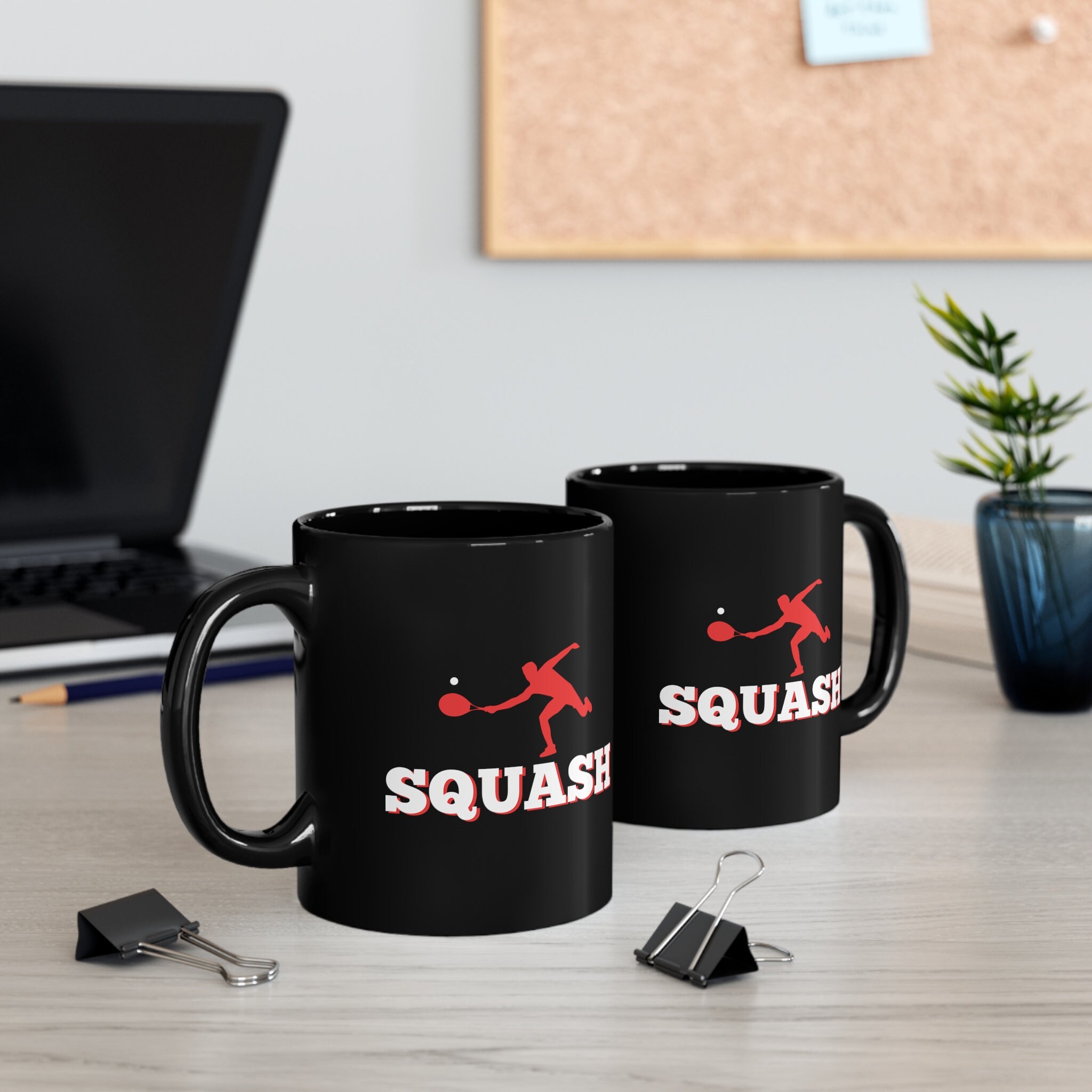 Tazza Personalizzata Per Giocatore Di Squash – 10oz – Bianca – Idea Regalo Divertente