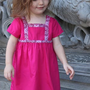 Pink dress for girls, toddler pink dress, princess dress toddler, girl shift dress, A-line pink dress for baby girl, hot pink girls dress image 4