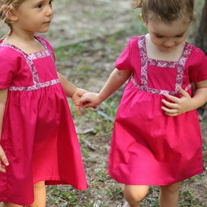 Pink dress for girls, toddler pink dress, princess dress toddler, girl shift dress, A-line pink dress for baby girl, hot pink girls dress image 5