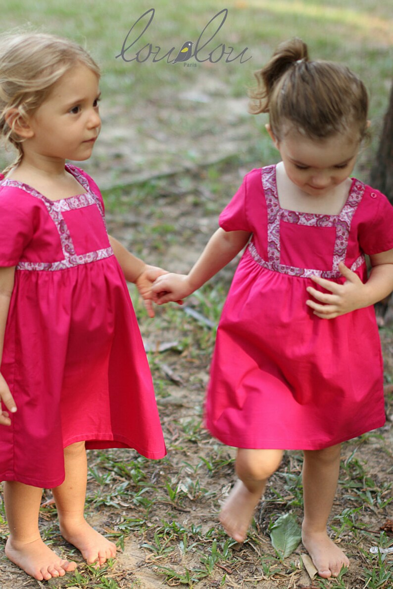 Pink dress for girls, toddler pink dress, princess dress toddler, girl shift dress, A-line pink dress for baby girl, hot pink girls dress image 5