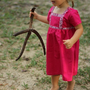 Pink dress for girls, toddler pink dress, princess dress toddler, girl shift dress, A-line pink dress for baby girl, hot pink girls dress image 6