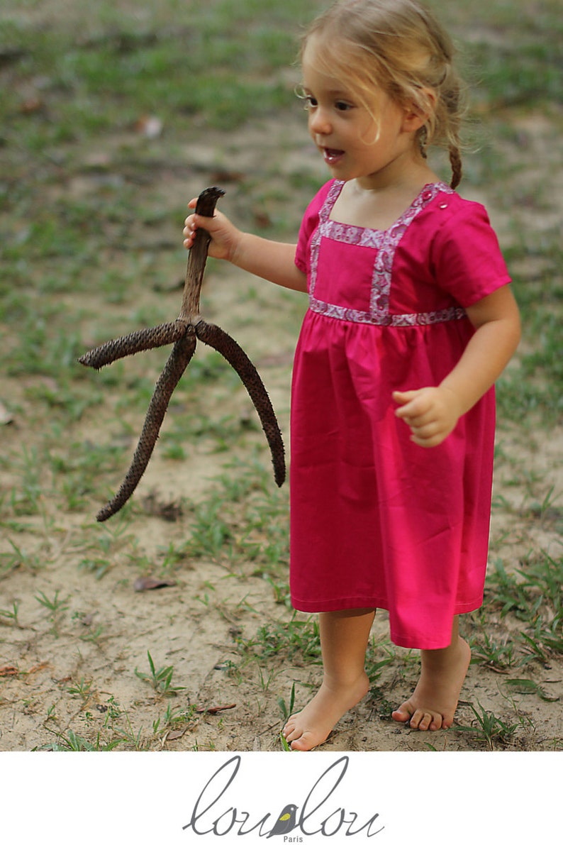 Pink dress for girls, toddler pink dress, princess dress toddler, girl shift dress, A-line pink dress for baby girl, hot pink girls dress image 6