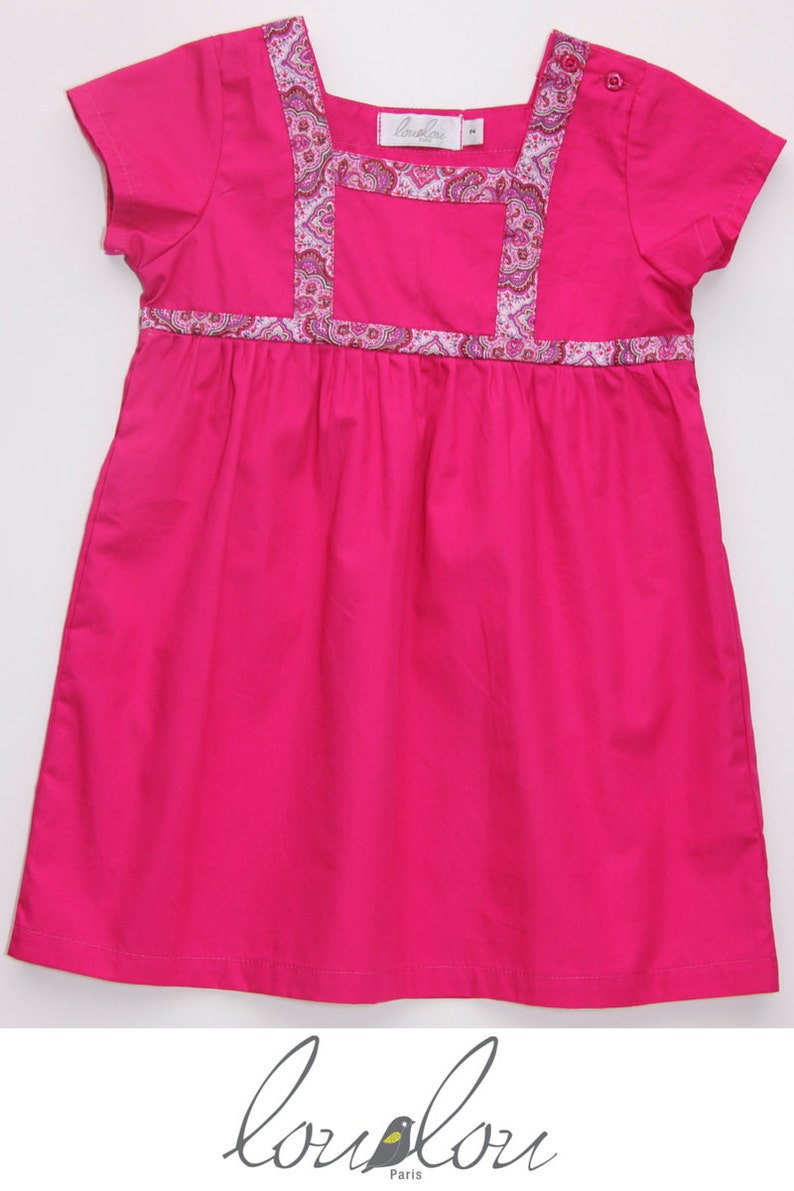 Pink dress for girls, toddler pink dress, princess dress toddler, girl shift dress, A-line pink dress for baby girl, hot pink girls dress image 9