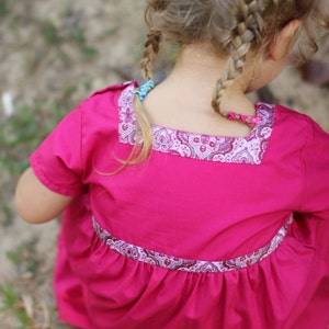Pink dress for girls, toddler pink dress, princess dress toddler, girl shift dress, A-line pink dress for baby girl, hot pink girls dress image 7