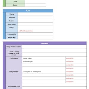 Email Newsletter Planning Template - Prepare. Plan. Publish. - Google Sheet