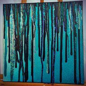 Blue and Black Paint Drips