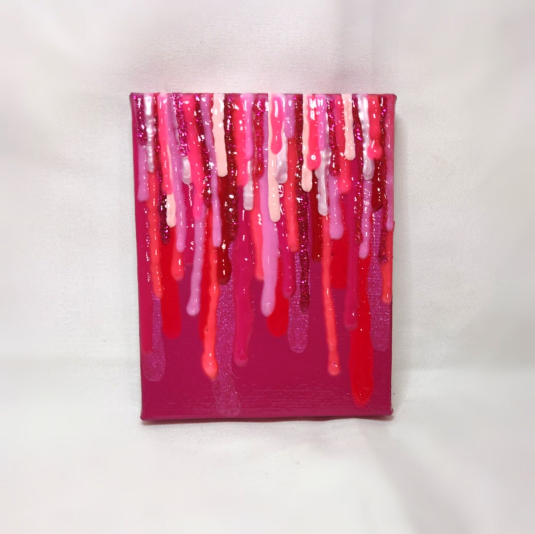 Pink Paint Drips Tiny Canvas - Etsy