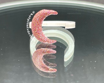 Anillos de muestra de esmalte de uñas de luna impresa en 3D de 10 quilates