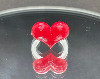 Anillos de muestra de esmalte de uñas de corazón impresos en 3D de 10 ct