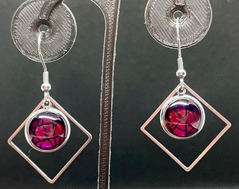 Pendientes rojos multicromo hechos a mano
