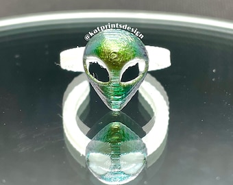 Anillos de muestra de esmalte de uñas alienígena impreso en 3D de 10 quilates